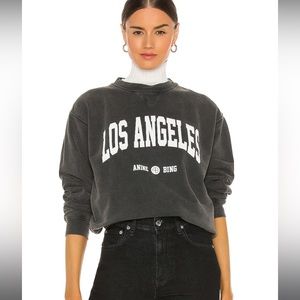Anine Bing Ramona University Sweatshirt in Washed Black
